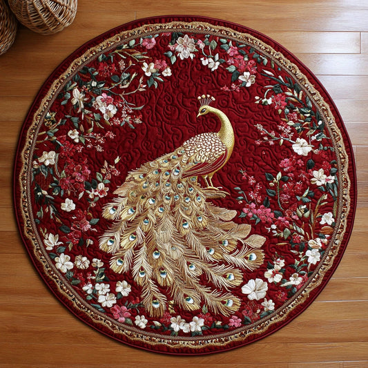 Majestic Golden Peacock WY3006110CL Quilted Round Mat