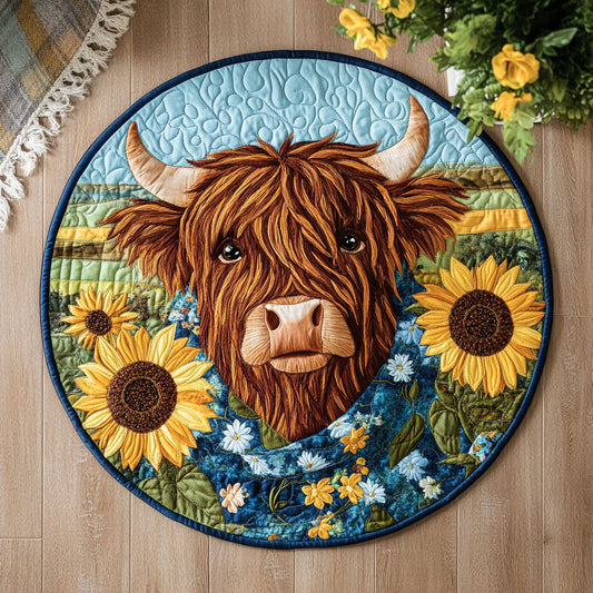 Rustic Charm Highland Cow WN1707052CL Quilted Round Mat