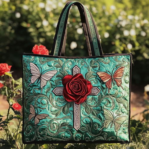 Divine Cross Glow CW0910017CL Quilted Tote Bag