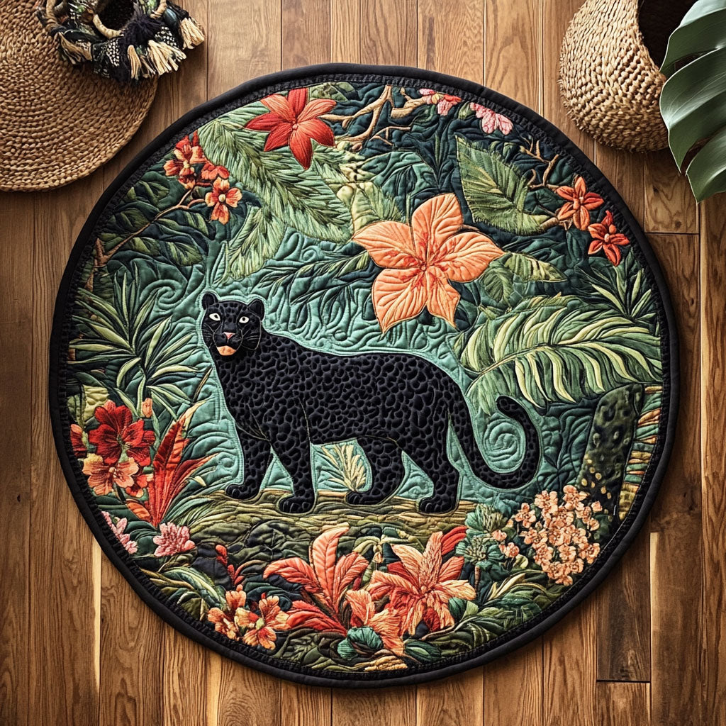 Tropical Wild Panther WY1107036CL Quilted Round Mat