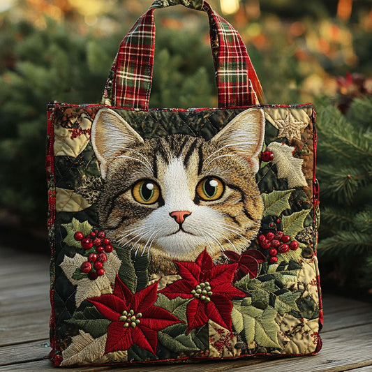 Merry Cat Christmas WN0811054CL Quilted Tote Bag