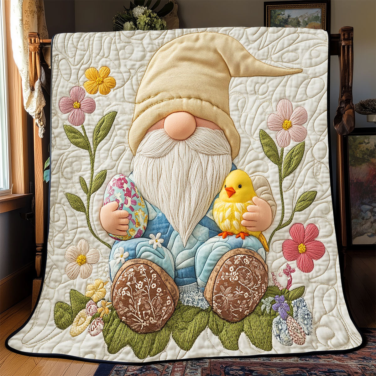 Farmer Gnome Chicks WP1003009CL Quilt