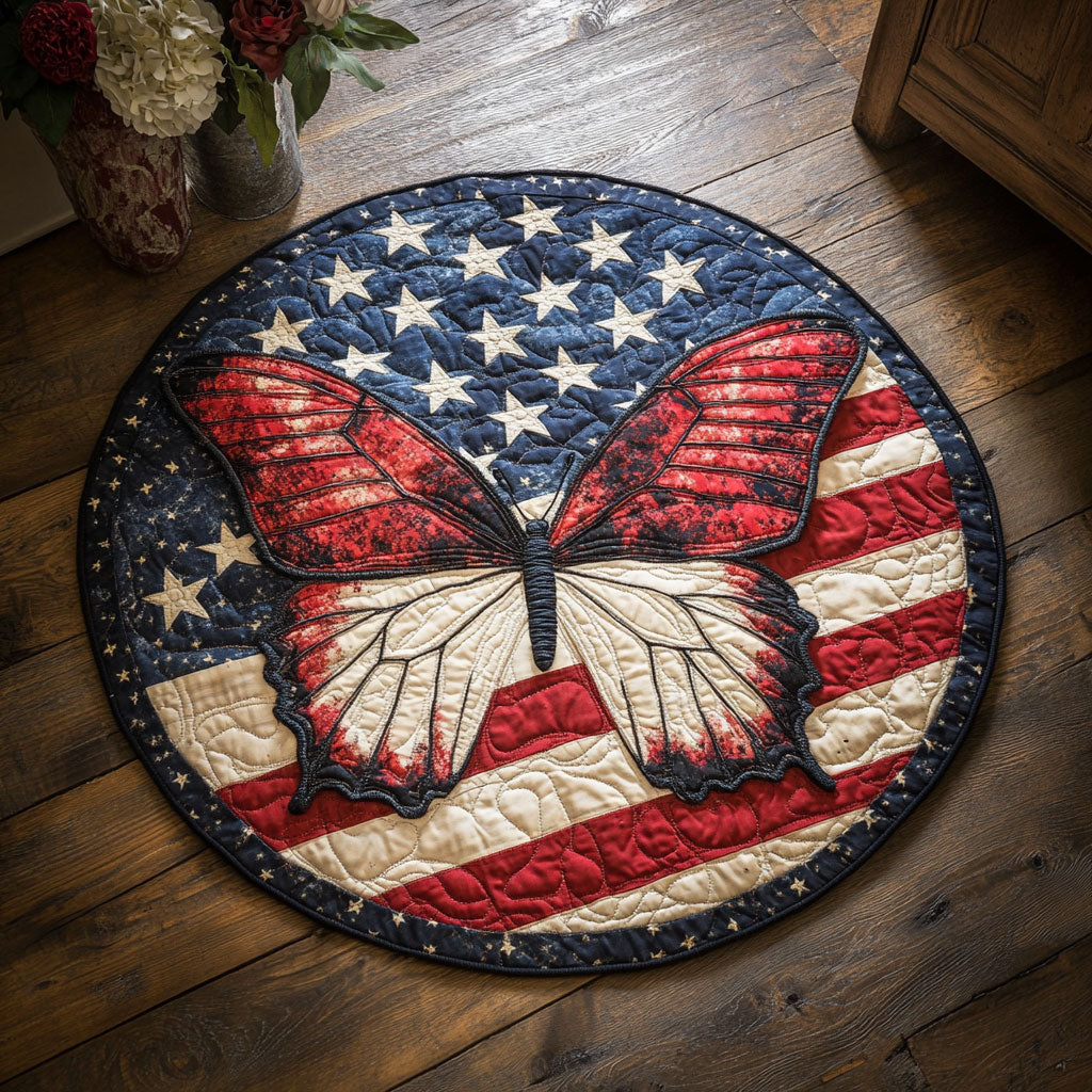 Fluttering for Freedom CM2905028CL Quilted Round Mat