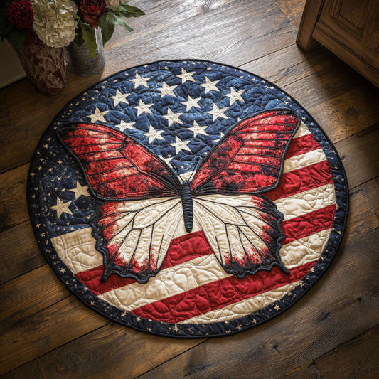 Fluttering for Freedom CM2905028CL Quilted Round Mat