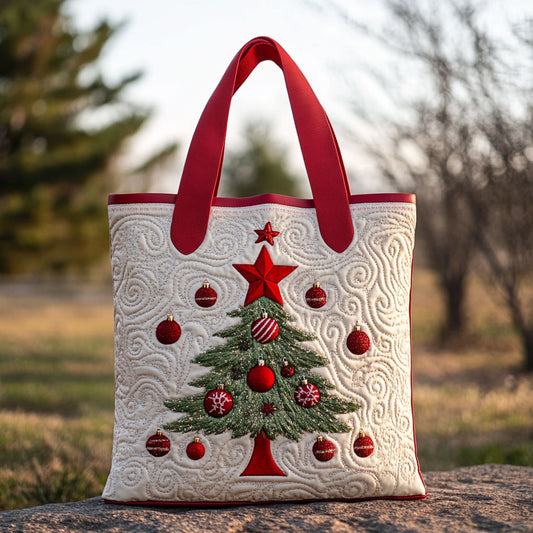 Joyful Christmas Tree WN2209044CL Quilted Tote Bag