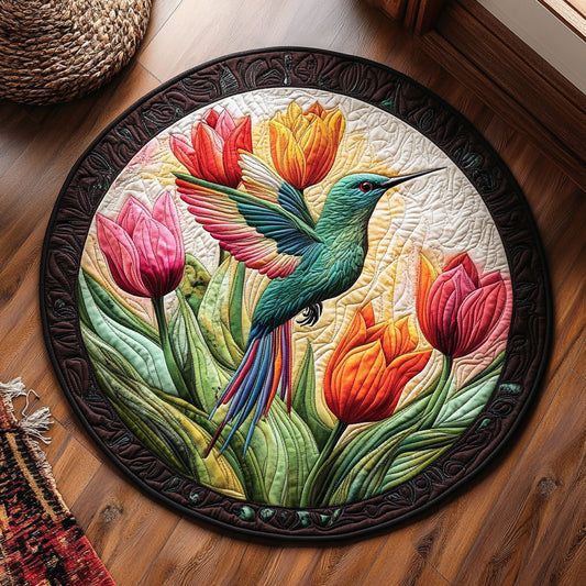 Colorful Hummingbird Floral WY3006036CL Quilted Round Mat