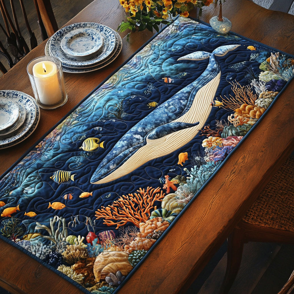 Ocean Whale CW1505136CL Quilted Table Runner