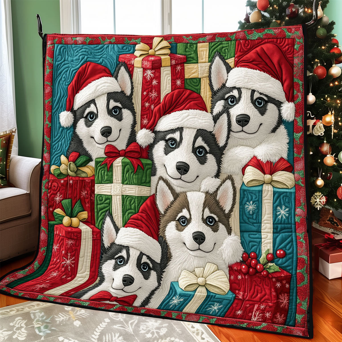 Festive Husky CP1411083CL Quilt