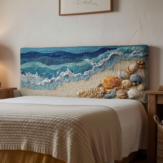 Coastal Shells CP1112069CL Quilted Headboard Slipcover