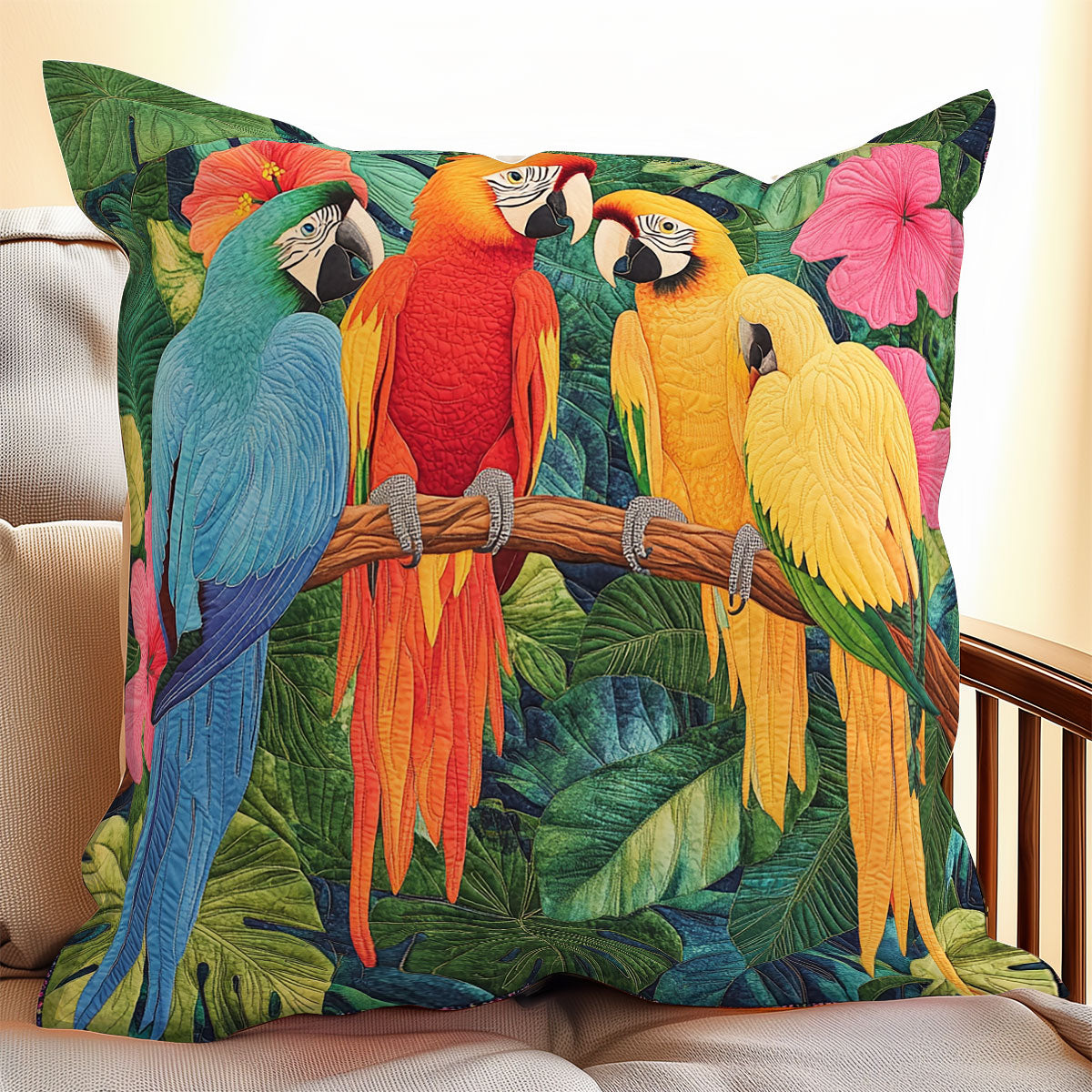 Tropical Parrot Gathering WX1306102CL Quilt Pillow Case