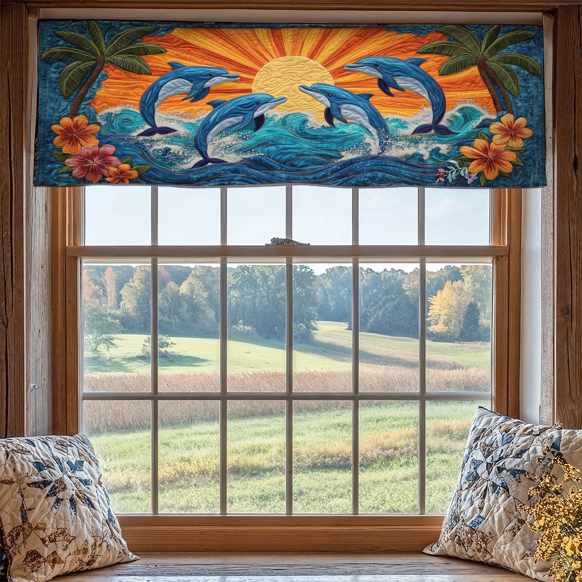 Dolphin Sunrise WY0705054CL Quilted Valance