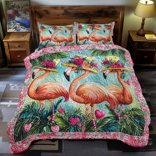 Flamingo And Flower Hat WY1701090CL Duvet Cover Set