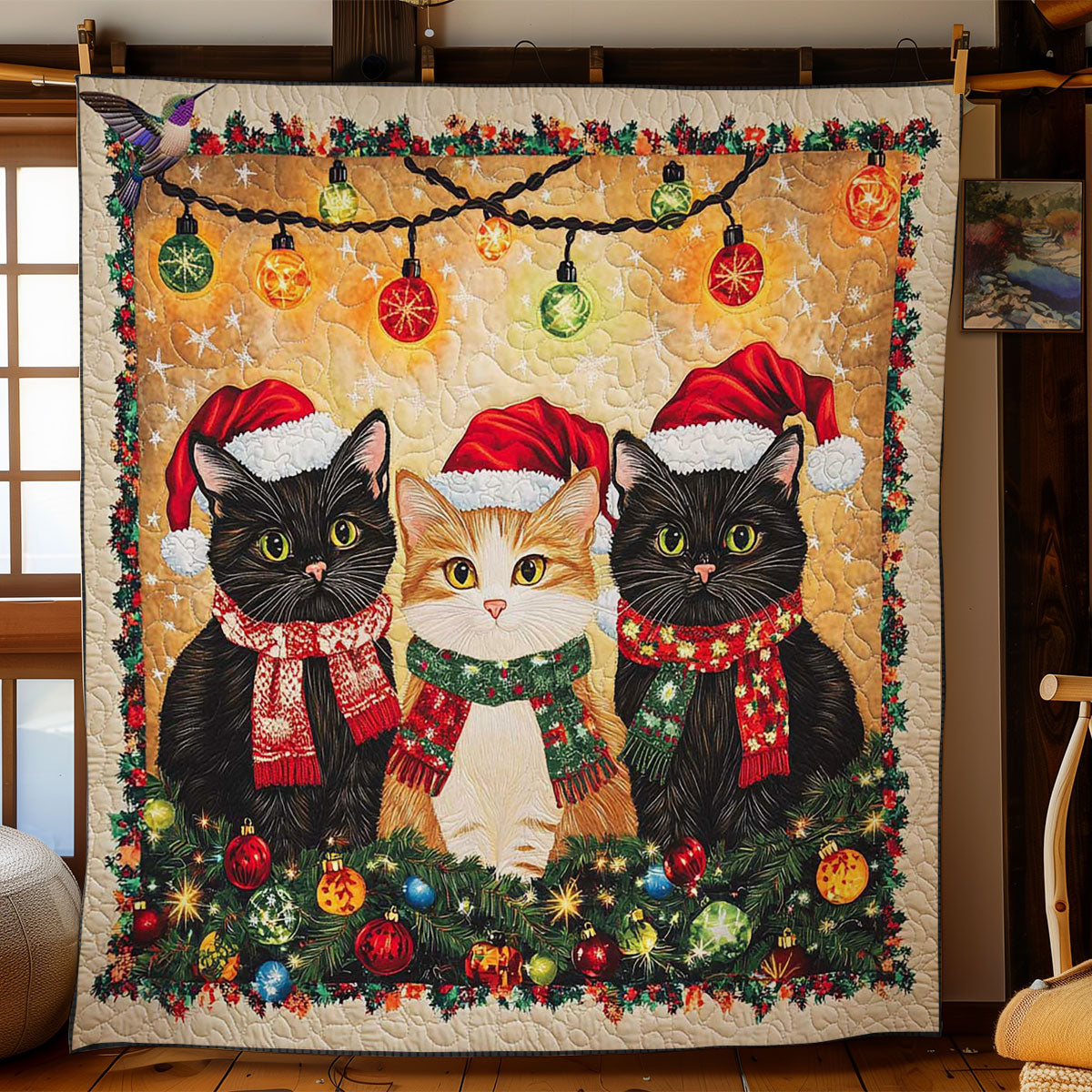 Festive Cat Trio WN1912039CL Quilt