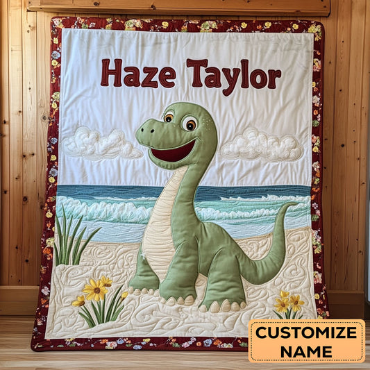 Dino Island WN2307011CL Personalized Baby Quilt
