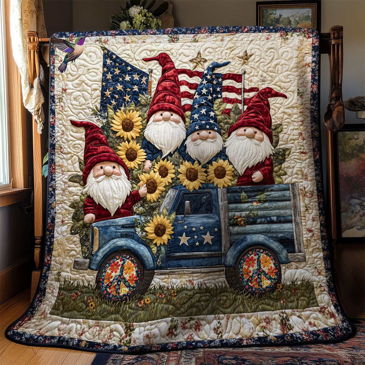 Blue Truck Gnome Parade WN2811053CL Quilt