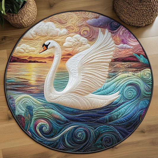 Elegant White Swan WJ0304035CL Quilted Round Mat