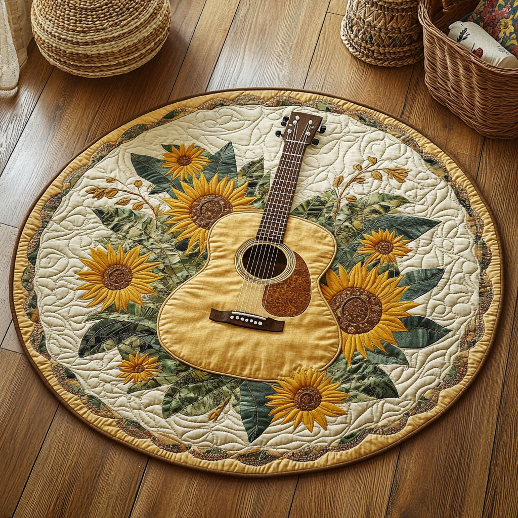 Sunflower Guitar WY2904066CL Quilted Round Mat