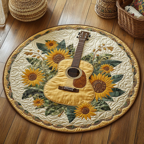 Sunflower Guitar WY2904066CL Quilted Round Mat