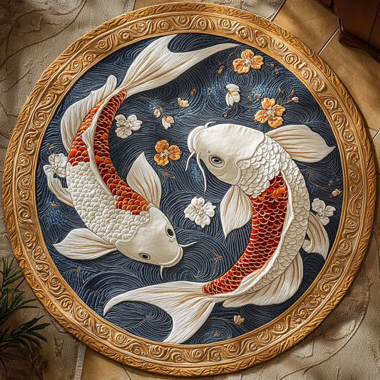 Two Koi WY0508011CL Quilted Round Mat