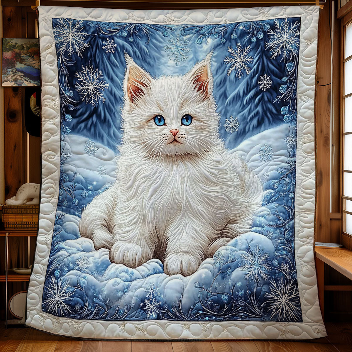 White Cat In Snow WY2712072CL Quilt