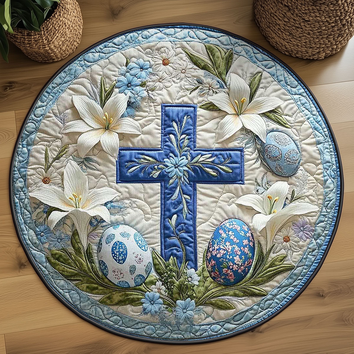 Easter Cross Grace WN2203019CL Quilted Round Mat