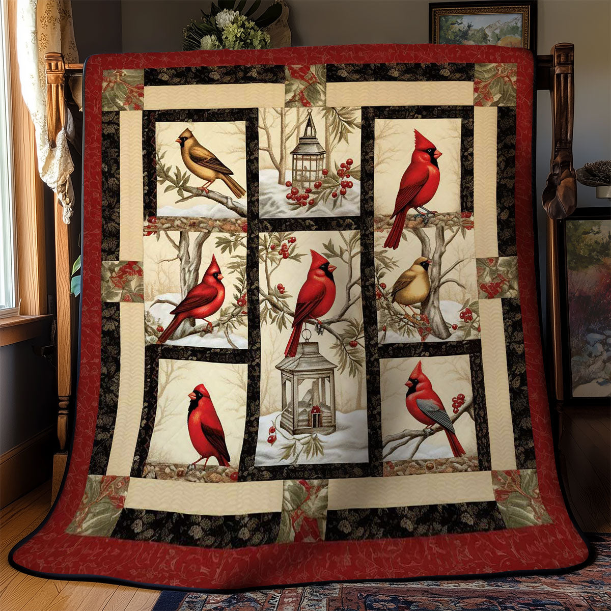 Snowy Red Cardinal WN2002070CL Quilt