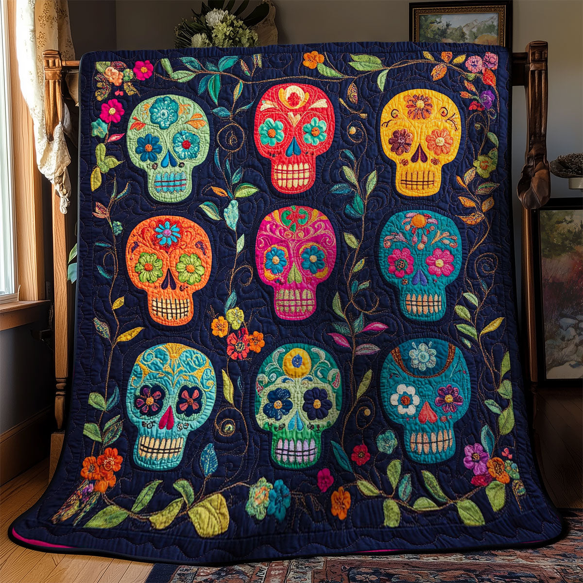 Fiesta Skulls WY0703022CL Quilt