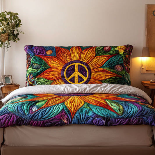 Hippie Soul Peace Sign KL2012013CL Quilted Headboard Slipcover