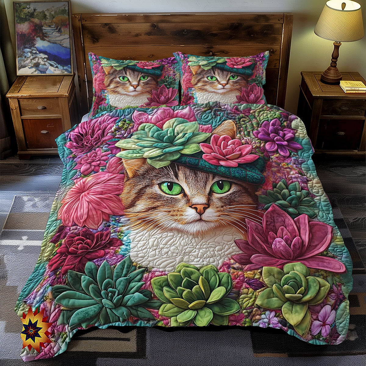 Succulent Cat WY1712054CL Duvet Cover Set