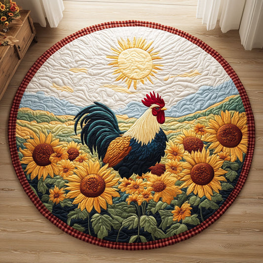 Sunflower Rooster Rise CW0810021CL Quilted Round Mat