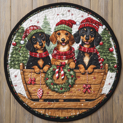 Sweet Snow Dachshund WN1211106CL Quilted Round Mat