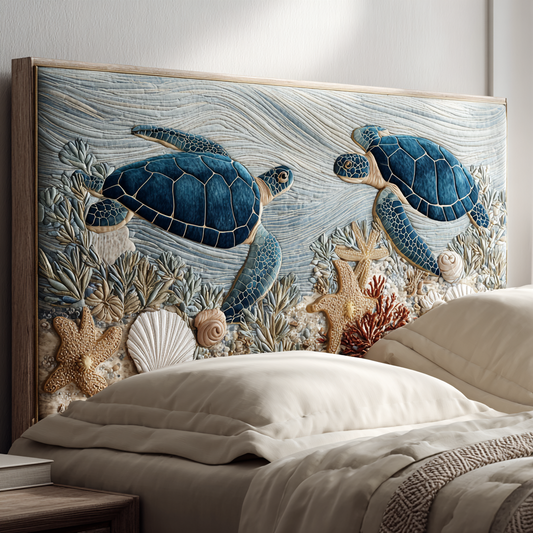 Sandy Sea Turtles XR1712011CL Quilted Headboard Slipcover