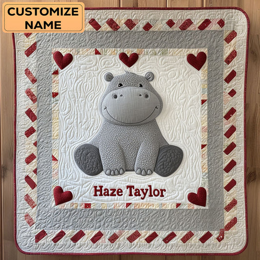 Hippo Hug WN2307034CL Personalized Baby Quilt