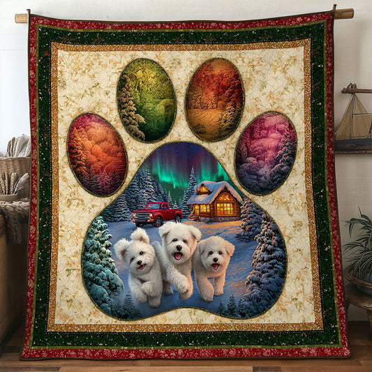 Snowy Bichon Frise Paw WN0611094CL Quilt