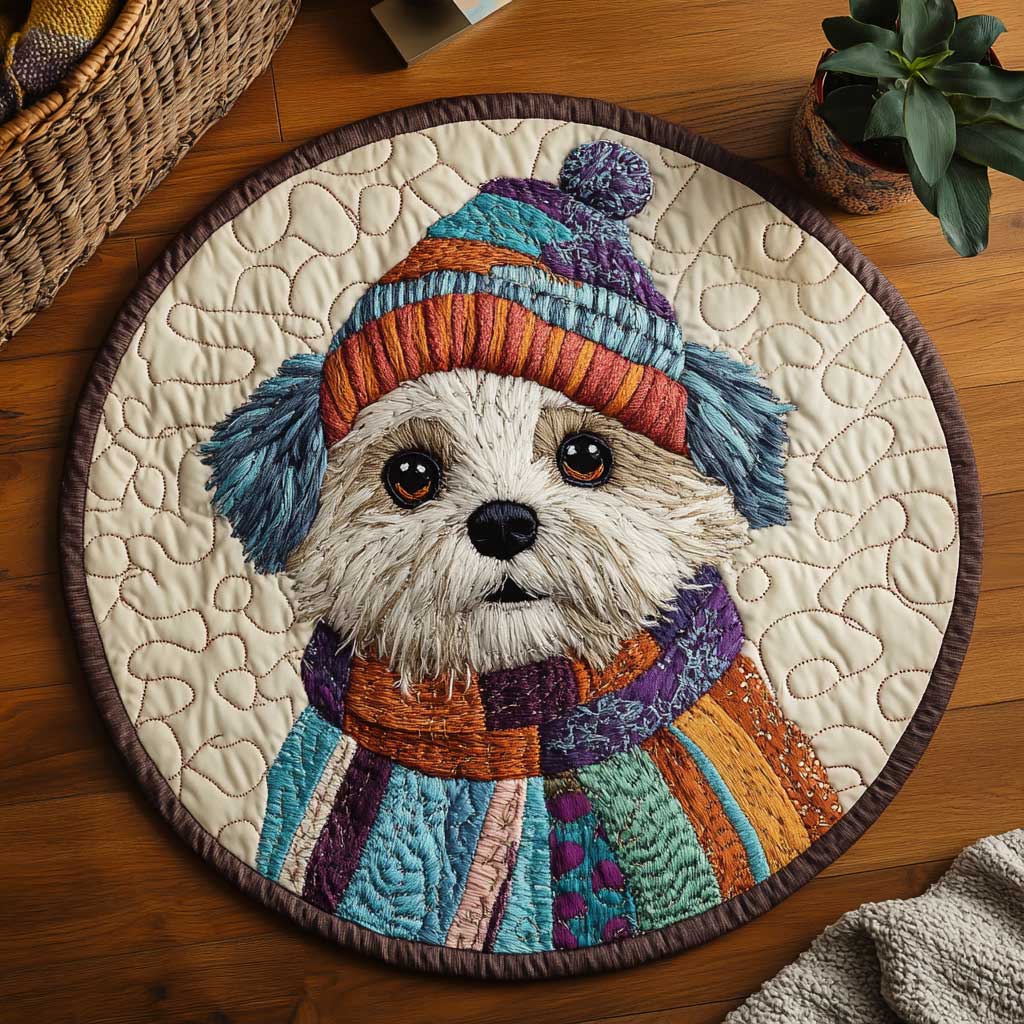 Puppy Love Dog WN2103009CL Quilted Round Mat
