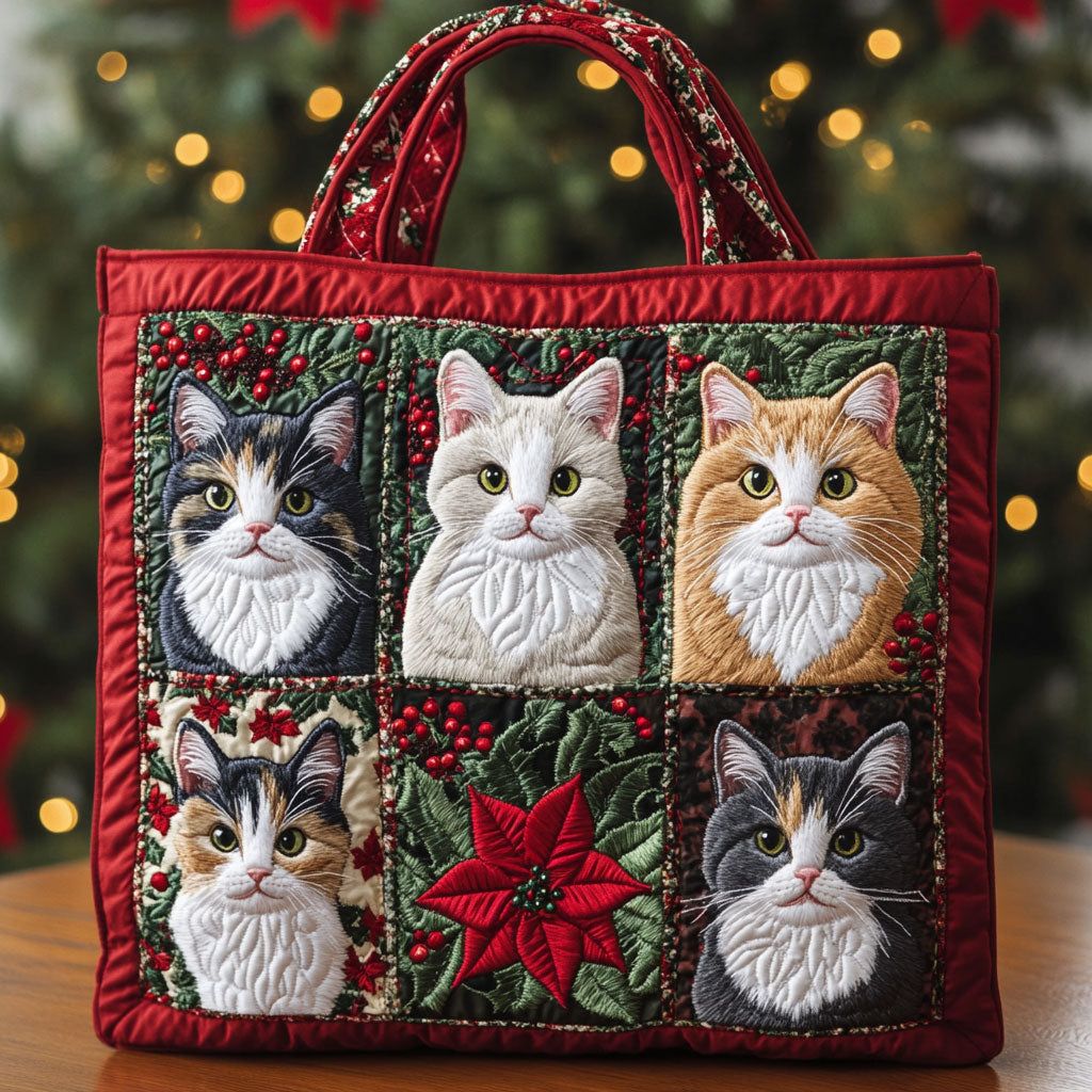 Lovely Holiday Cat CW0811051CL Quilted Tote Bag