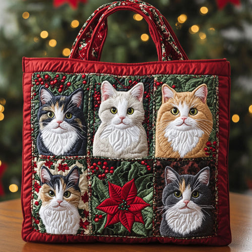 Lovely Holiday Cat CW0811051CL Quilted Tote Bag