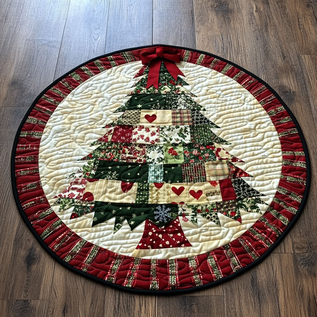 Christmas Tree Patchwork WN1211024CL Quilted Round Mat