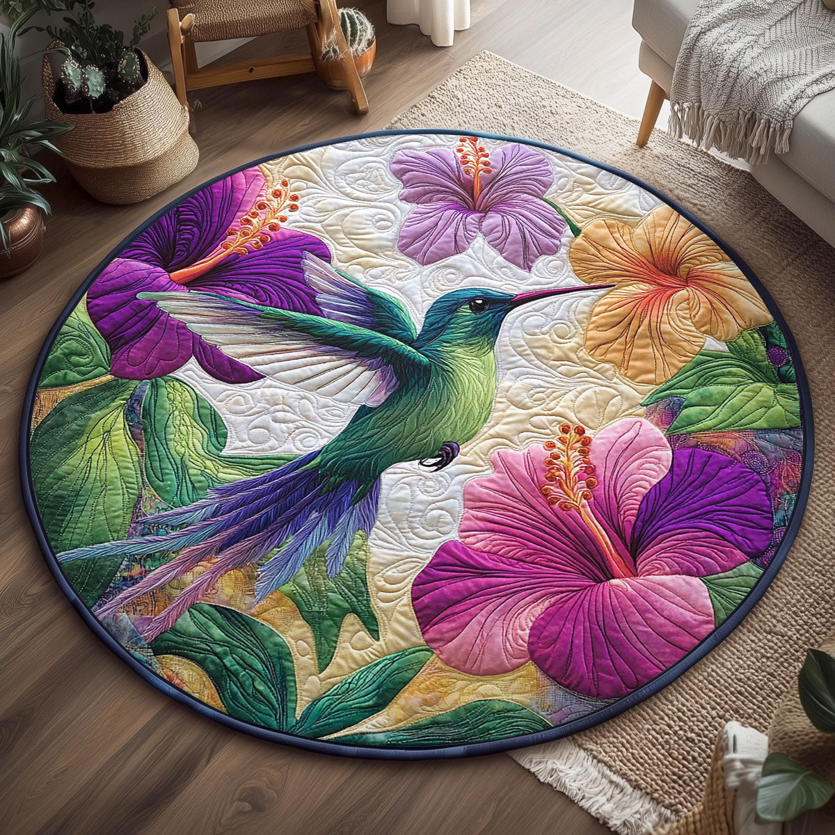 Majestic Hummingbird WJ0705026CL Quilted Round Mat