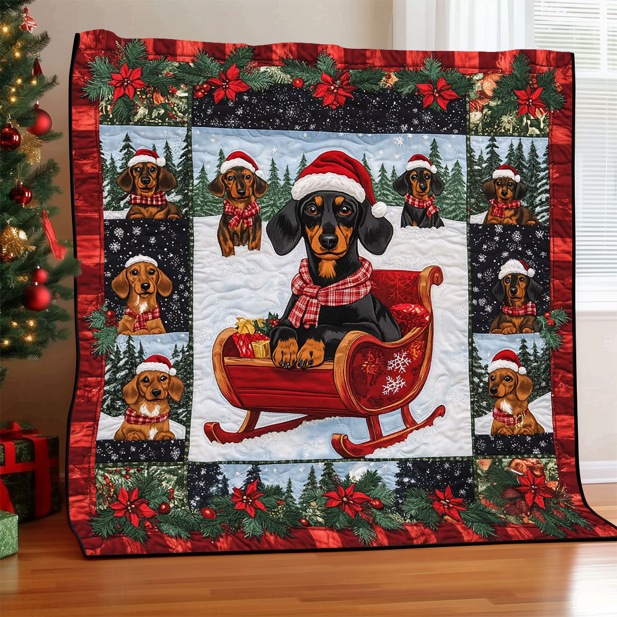 Dachshund Sleigh CW1211019CL Quilt