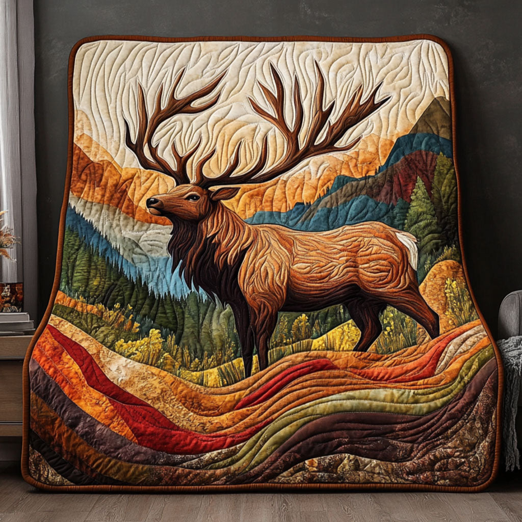 Majestic Elk in Autumn Mountain Landscape DH1009026CL Quilt