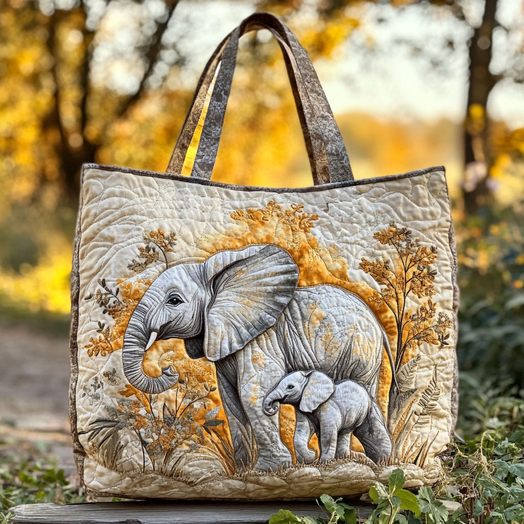 Gentle Elephant Steps WN0910038CL Quilted Tote Bag