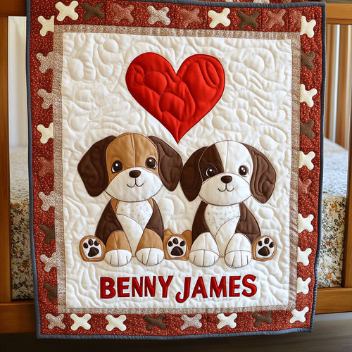 Warm Puppy Hug WJ0108014CL Personalized Baby Quilt