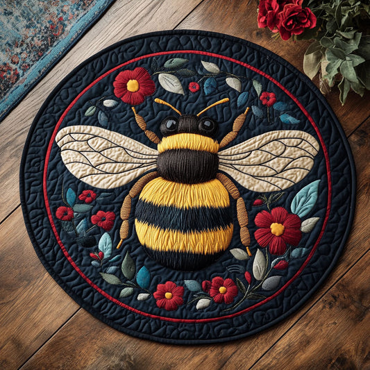 Bee Flower WX2605003CL Quilted Round Mat