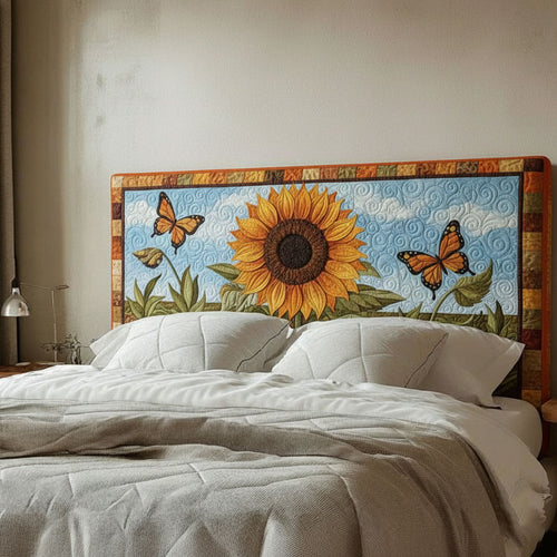 Sunflower Butterfly Dance WJ1112019CL Quilted Headboard Slipcover
