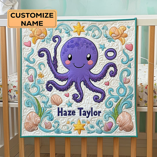 Coral Wreath Octopus WY0108025CL Personalized Baby Quilt