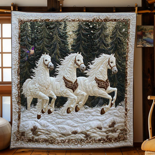 Snowy Pine Horses WN0512004CL Quilt