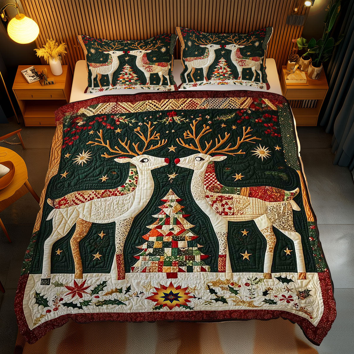 Artists Reindeer Patchwork WP2311003CL Duvet Cover Set