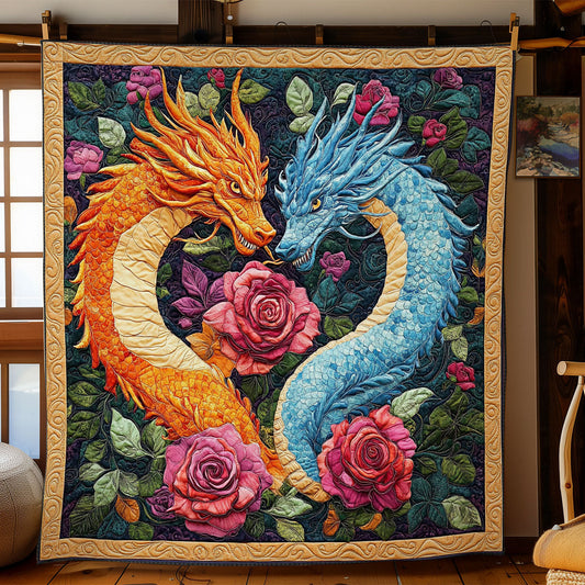 Couple Dragon In Flower WY0602132CL Quilt