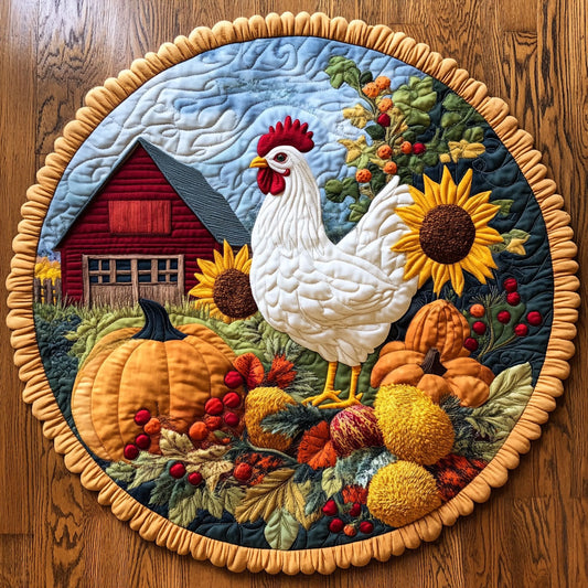 Autumn Barn Scene WY2108001CL Quilted Round Mat